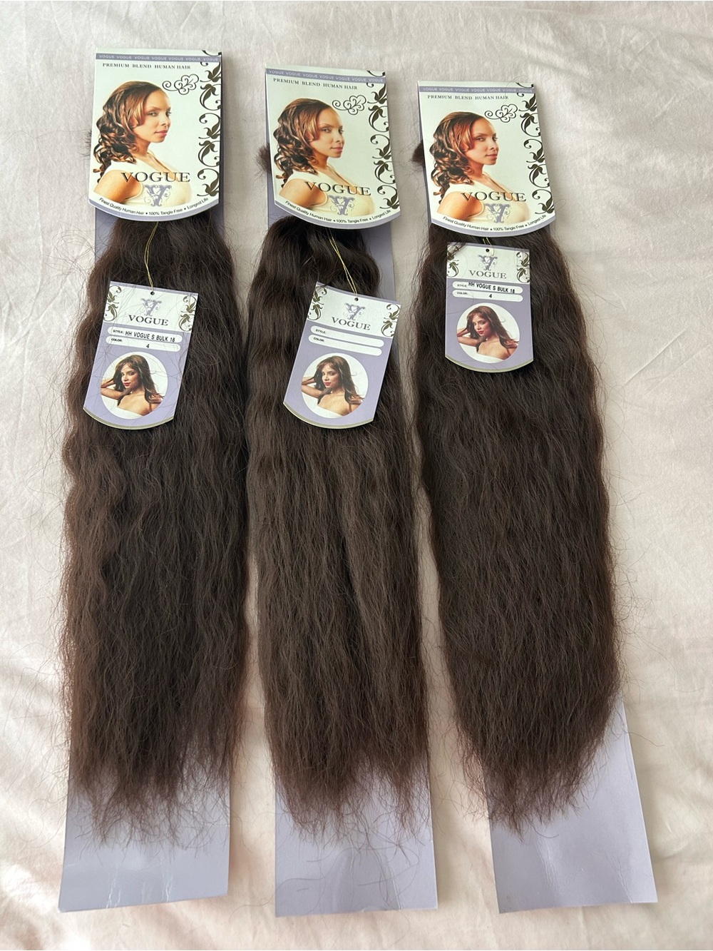Vogue Textured Wave Bulk Human Hair Blend 18 inches Color 4 (3 packs)